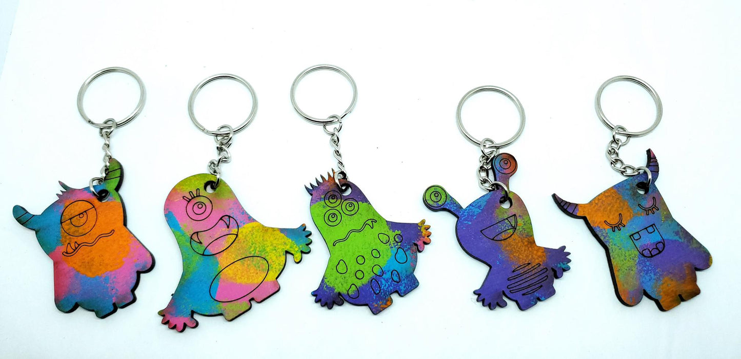 Tie Dye Monster Keychain